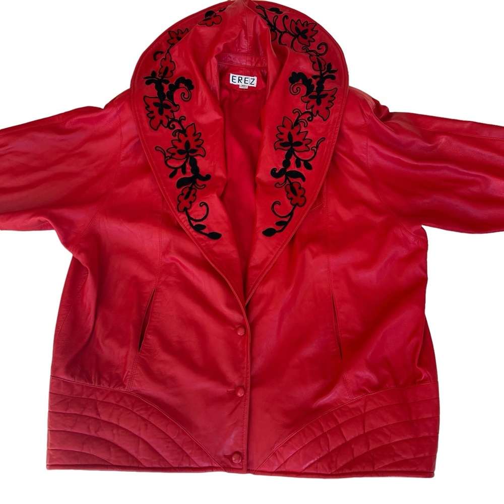 EREZ VINTAGE LEATHER JACKET SHAWL COLLAR WOMEN’s 3X